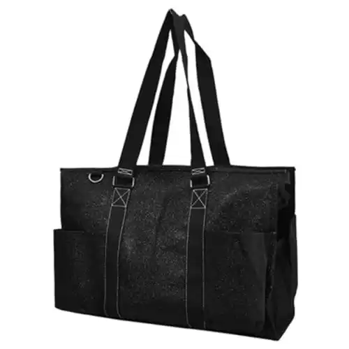 NGIL Zip-Top Organizing Utility Tote Bag with Exterior Pockets