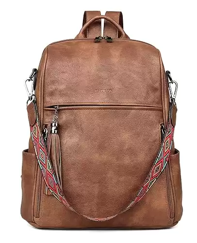 FADEON Leather Backpack Purse for Women Designer Travel Backpack Purses