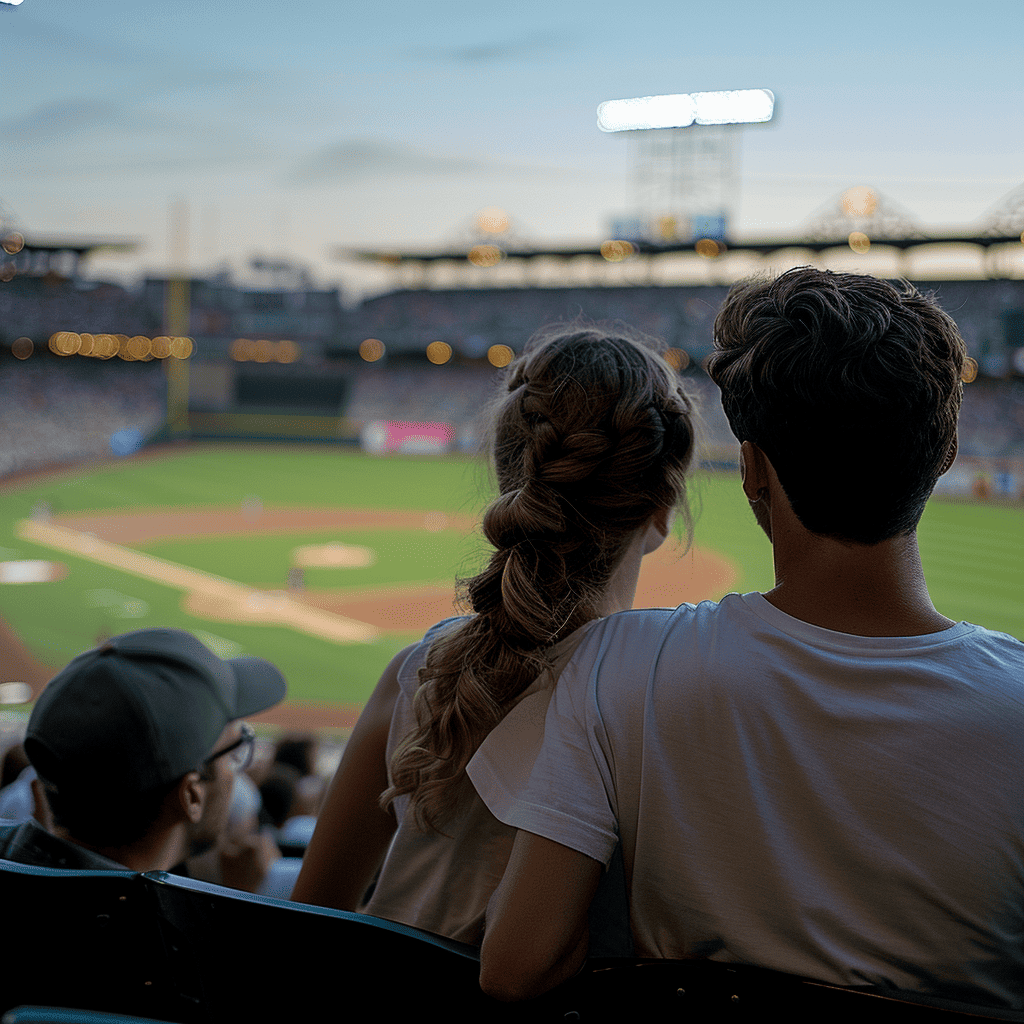 boyfriend and girlfriend attend baseball game