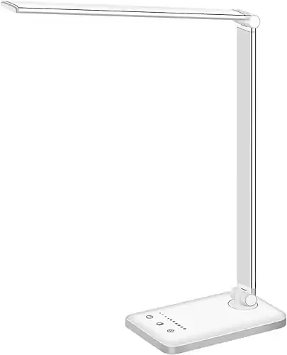 LED Desk Lamp Dimmable Table Lamp Reading Lamp with USB Charging Port, 5 Lighting Modes